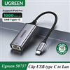 Cáp chuyển Usb Type-C to Lan 10/100/1000Mbps Ugreen 50737 vỏ nhôm Chính Hãng
