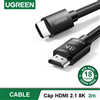 Cáp HDMI 2.1 dài 2M 8K@60Hz 48Gbps hỗ trợ HDR eARC Ugreen 40180 cao cấp