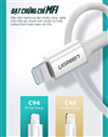 Cáp sạc, dữ liệu USB Type-C to Lightning dài 1M chuẩn MFI Apple, sạc nhanh 3A Ugreen 60751 (Đen)