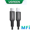 Cáp sạc, dữ liệu USB Type-C to Lightning dài 1M chuẩn MFI Apple, sạc nhanh 3A Ugreen 60751 (Đen)