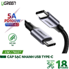 Cáp sạc, dữ liệu USB Type-C to Type-C dài 1M bọc dù hỗ trợ PD 100W Ugreen 70427 cao cấp