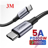 Cáp sạc, dữ liệu USB Type-C to Type-C dài 3M bọc dù hỗ trợ PD 100W Ugreen 90120 cao cấp