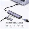 Hub chia USB Type-C to 3 cổng USB 3.0 Type-A kèm Lan Gigabit, vỏ nhôm chính hãng Ugreen 60600