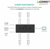 KVM Switch 4 port USB - Thiết bị 4 máy tính dùng 1 màn hình chính hãng Ugreen 50280 cao cấp