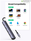 Thiết bị mở rộng USB Type C to HDMI 4K@30Hz kèm Hub 4 cổng USB 3.0 Ugreen 20197 cao cấp