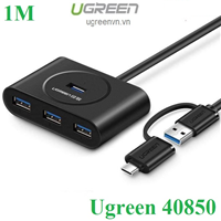 Bộ chia USB Type-C ra 4 cổng USB 3.0 dài 1M Ugreen 40850 chính hãng