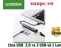 Bộ Hub chia USB 3.0 ra 3 cổng USB 3.0 + Lan Gigabit 1000Mbps Ugreen 20915 cao cấp