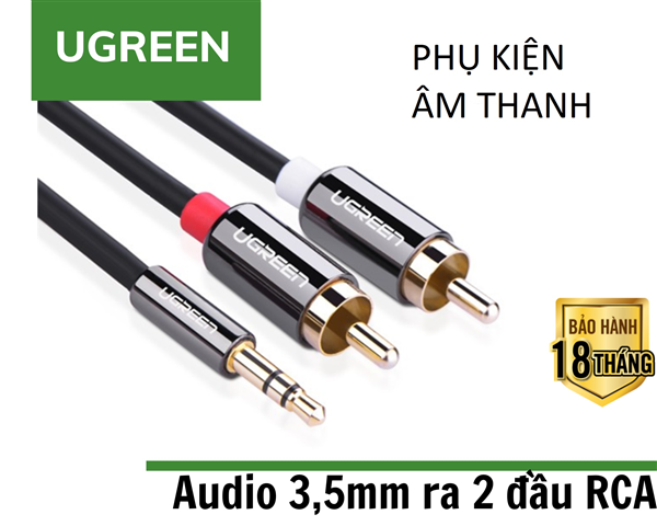 Cáp audio 1 ra 2 RCA (hoa sen) 5M Ugreen 10513 chính hãng