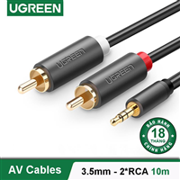 Cáp Audio 3.5mm to RCA (hoa sen) dài 10m chính hãng Ugreen 10514 mạ vàng cao cấp