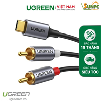 Cáp chuyển đổi âm thanh USB Type-C sang 2 RCA dài 1,5M Ugreen 20193 cao cấp (DAC)
