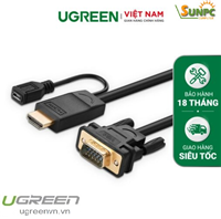 Cáp chuyển đổi HDMI to VGA 1,5m hỗ trợ nguồn chính hãng Ugreen 30449 cao cấp