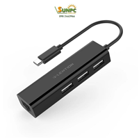 Cáp chuyển đổi từ USB Type C sang 3 cổng USB 2.0 và 1 Lan 10/100 Lention CB-USB-HUB-BLK