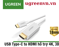 Cáp chuyển đổi USB Type-C to HDMI hỗ trợ 4K, 3D dài 1,5m chính hãng Ugreen 30841 cao cấp