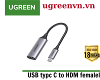 Cáp chuyển đổi USB type-C to HDMI hỗ trợ 4K@60Hz chính hãng Ugreen 70444 bọc nhôm cao cấp