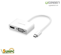 Cáp chuyển đổi USB type C to HDMI/VGA hỗ trợ full HD 3D 4Kx2K chính hãng Ugreen 30843 cao cấp