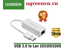 Cáp chuyển USB 3.0 to Lan hỗ trợ 10/100/1000 Mbps Ugreen 20255 cao cấp