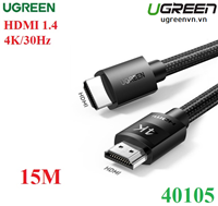 Cáp HDMI 1.4 dài 15M bọc nylon hỗ trợ độ phân giải 4K@30Hz Ugreen 40105 cao cấp (Có IC khuếch đại)