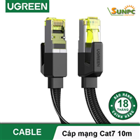 Cáp mạng CAT7 đúc sẵn dẹt dài 10M tốc độ 10Gbps 600Mhz 30AWG U/FTP Ugreen 40165 cao cấp (bện Nylon)