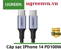 Cáp sạc, dữ liệu USB Type-C to Type-C dài 2M bọc dù hỗ trợ PD 100W Ugreen 70429 cao cấp