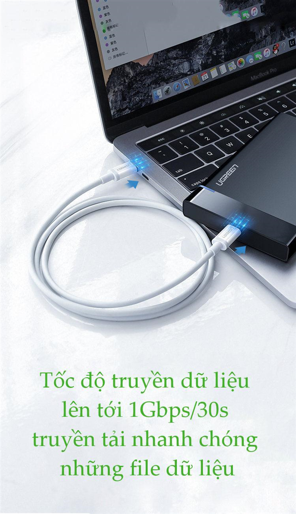 Cáp sạc, dữ liệu USB Type-C to USB Type-C dài 1M hỗ trợ PD 60W Ugreen 60518