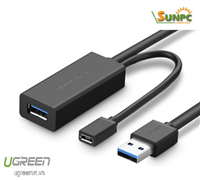 Cáp USB 3.0 nối dài 5m hỗ trợ nguồn Micro USB chính hãng Ugreen 20826 cao cấp