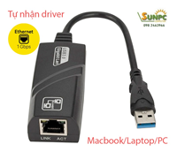 Cáp USB 3.0 sang LAN Ethernet 1000 Mbps tự nhận driver