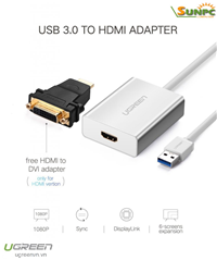 Cáp USB 3.0 to HDMI chính hãng Ugreen 40229 cao cấp