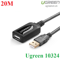 Cáp USB nối dài 20m có chíp khuếch đại chính hãng Ugreen 10324 Cao cấp