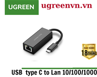 Cáp USB Type-C to Lan 10/100/1000Mbps chính hãng Ugreen 50307 cao cấp