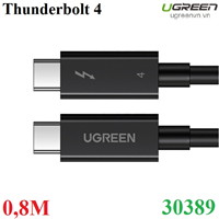 Cáp USB Type-C to USB Type-C Thunderbolt 4 dài 0.8m Ugreen 30389 truyền hình ảnh 8K@60Hz (PD 100W)