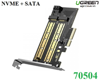 Card chuyển đổi ổ cứng SSD M.2 NVMe+Sata sang PCI-E 3.0 4X Ugreen 70504 cao cấp