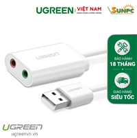 Card sound USB 2.0 to 3.5mm chính hãng Ugreen 30143 cao cấp