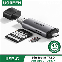 Đầu đọc thẻ nhớ SD/TF chuẩn USB Type C và USB 3.0 Ugreen 50706 chính hãng