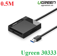 Đầu đọc thẻ USB 3.0 dài 0.5 hỗ trợ SD/TF/MS/CF Ugreen 30333 cao cấp