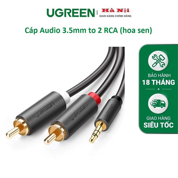 Cáp audio 1 ra 2 RCA (hoa sen) 3M Ugreen 10512 chính hãng