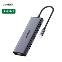 Hub USB Type-C 9 trong 1 ra HDMI 4K@30Hz, VGA, USB 3.0, Lan 1Gbps, SD/TF, Sạc PD 100W Ugreen 15600